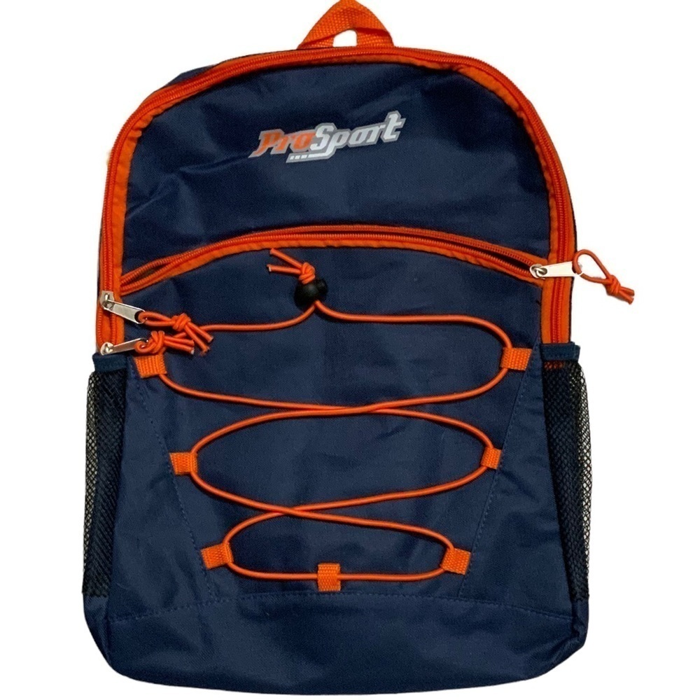 Pro Sport Backpack Day Hike School Book Bag Adjustable Padded Straps Blue Orange